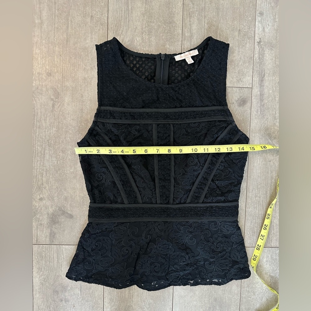 Skies Are Blue Ramilah Peplum Blouse black women’s petite XS - Picture 9 of 16